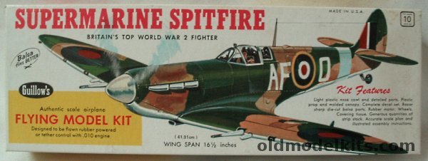 Guillows Spitfire - 16 inch Wingspan Rubber Powered Balsa Wood Kit, 504 plastic model kit